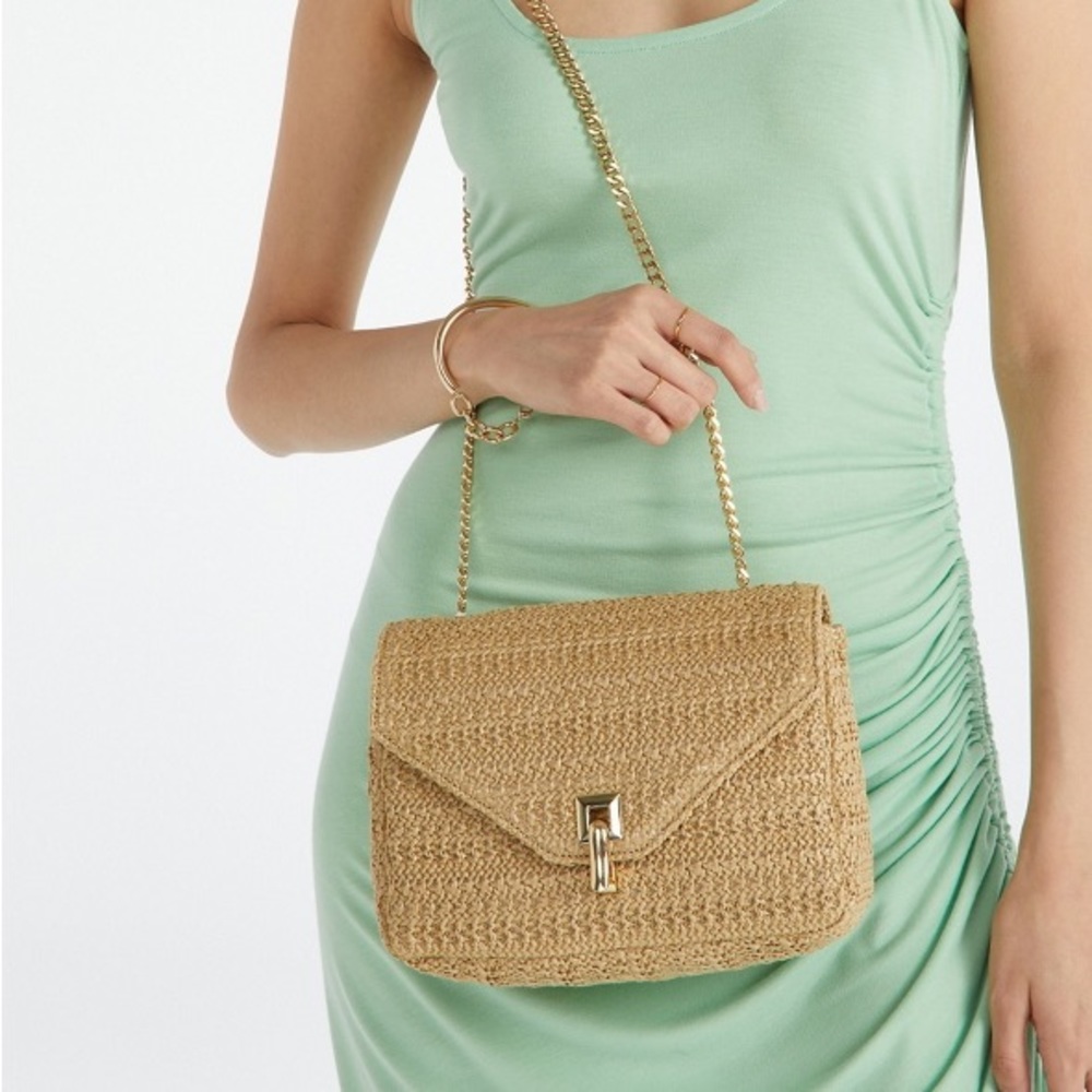 Raffia Crossbody With Flip Lock Closure